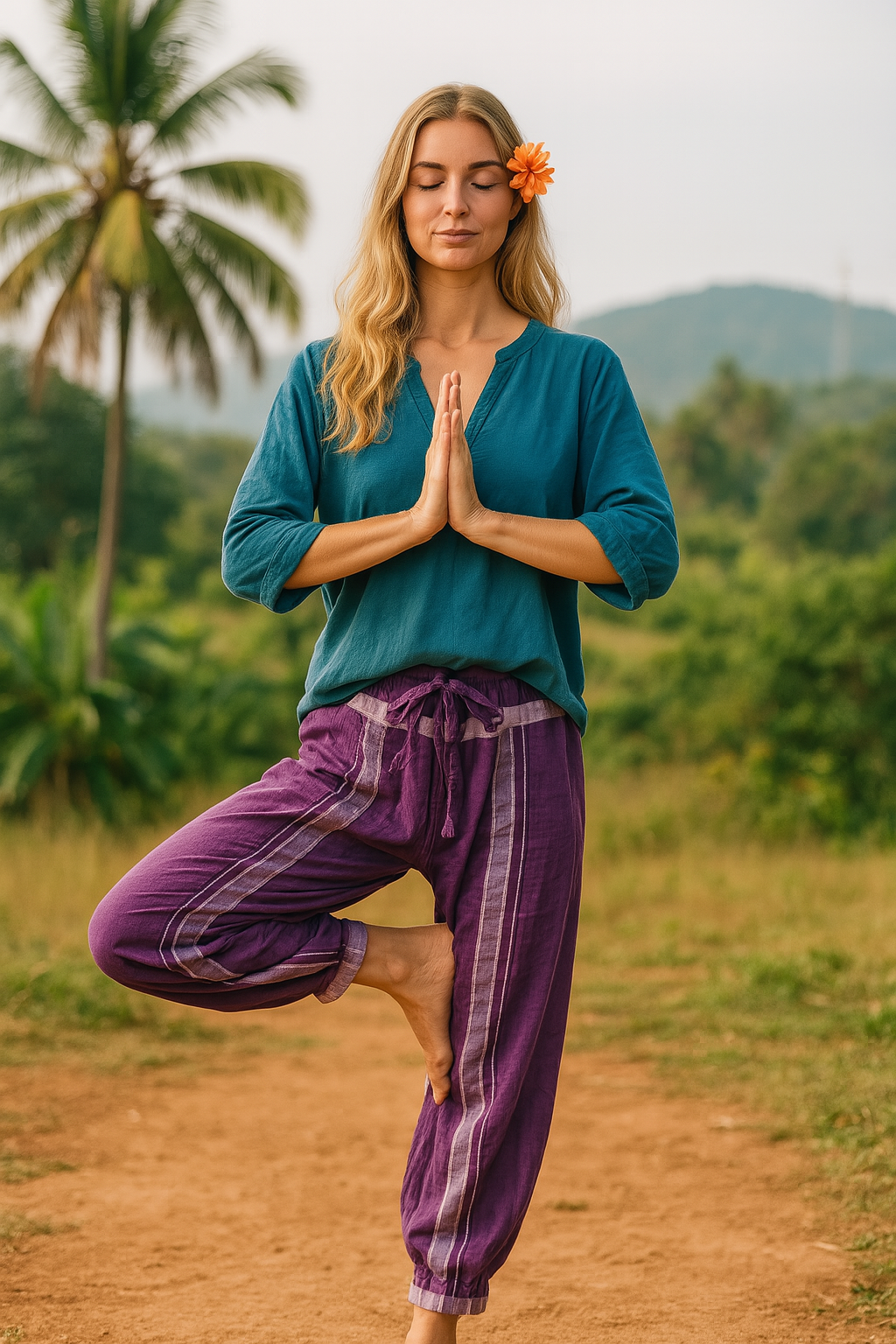 Pluder- Freizeit oder Yogahose aus Baumwolle